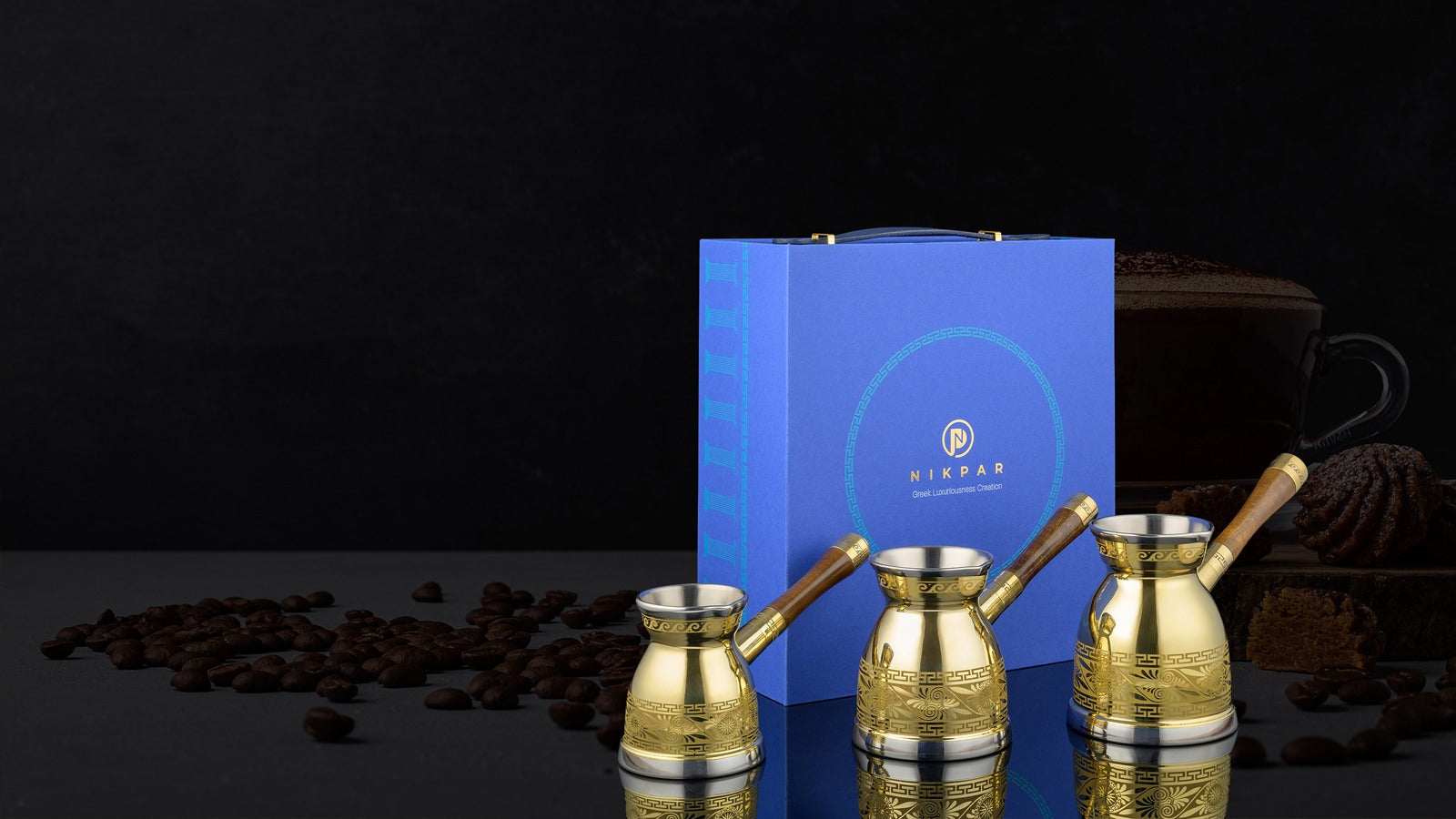 NIKPAR LUXURY GREEK COFFEE POT MACEDONIAN COLLECTION 